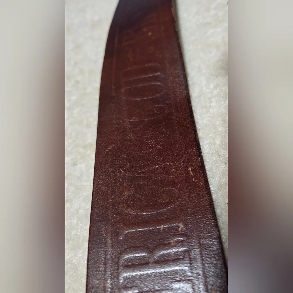 Vintage God Bless America Brown Leather Belt with Eagle Buckle